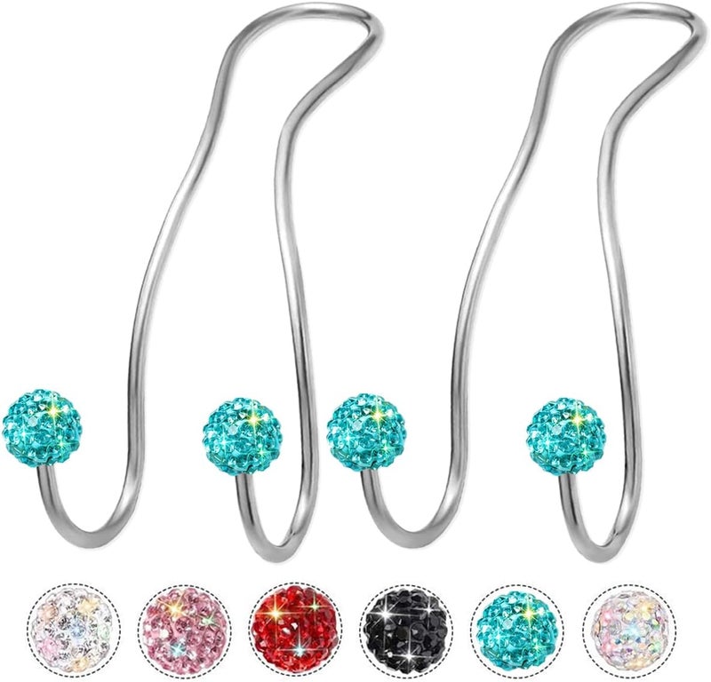 MTGOCHA Bling Purse Hook for Car Headrest, Upgraded Cute Car Seat Hooks for Bag Handbag, Durable Stainless Auto Purse Hanger Holder 2 Pack, Lake Blue - Image 1